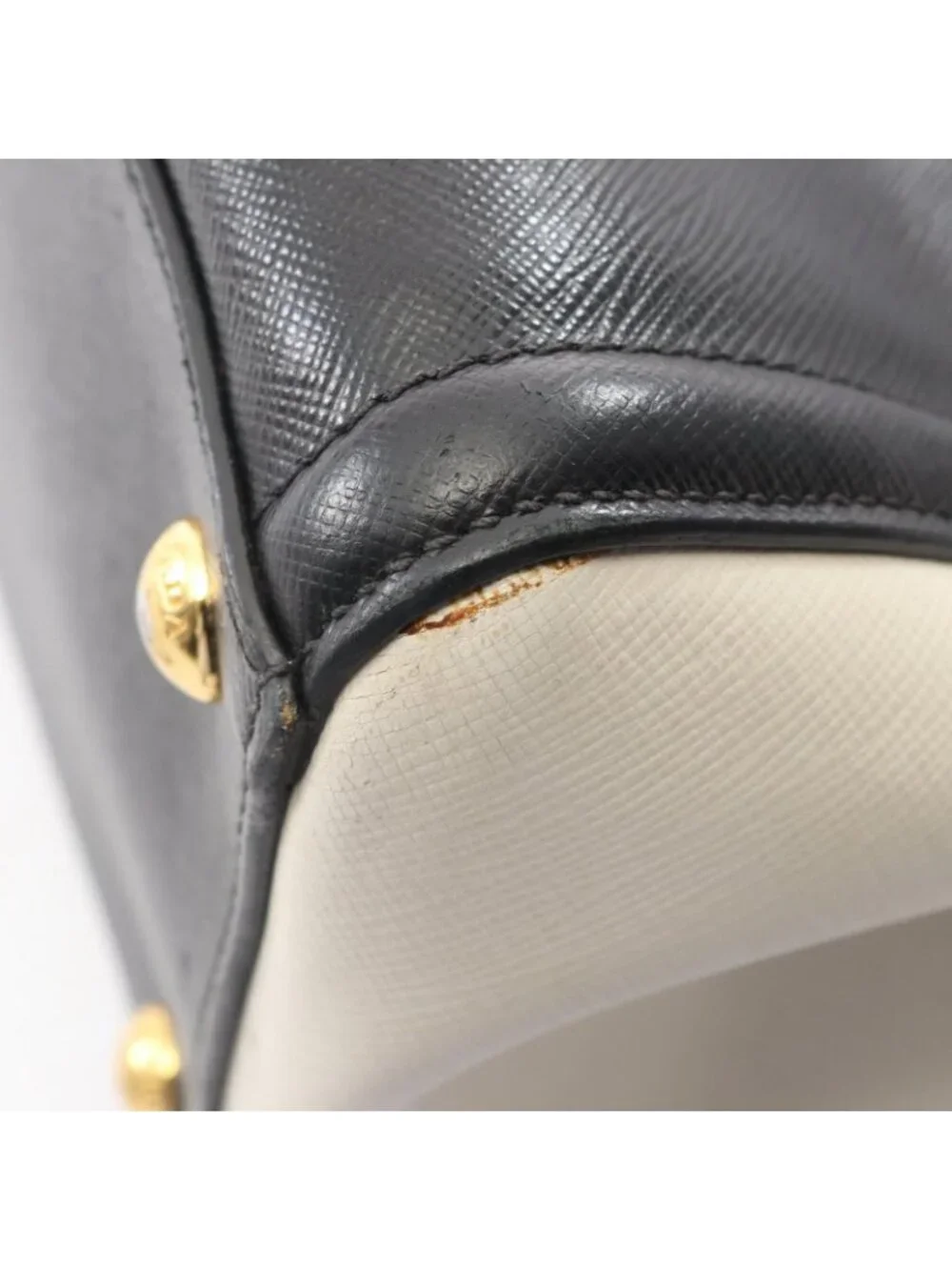 Prada Tote Galleria 2-Way Black Ivory Saffiano Leather Large Handbag